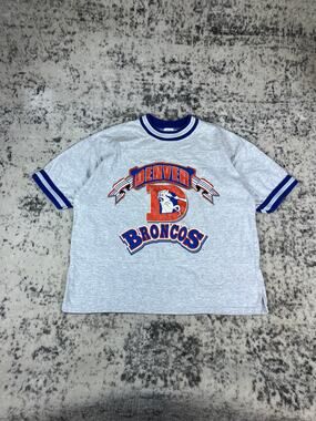 VTG Denver Broncos Artex Graphic T-Shirt Men's Sz L 90s NFL Vintage